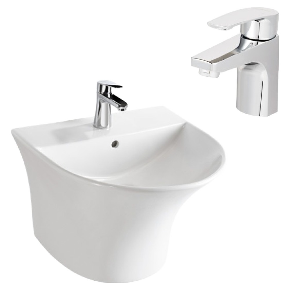 한샘바스 반다리 일체형 욕실 세면기 PB-166 + 수전 세트 방문설치, 화이트(세면기) 280,000원