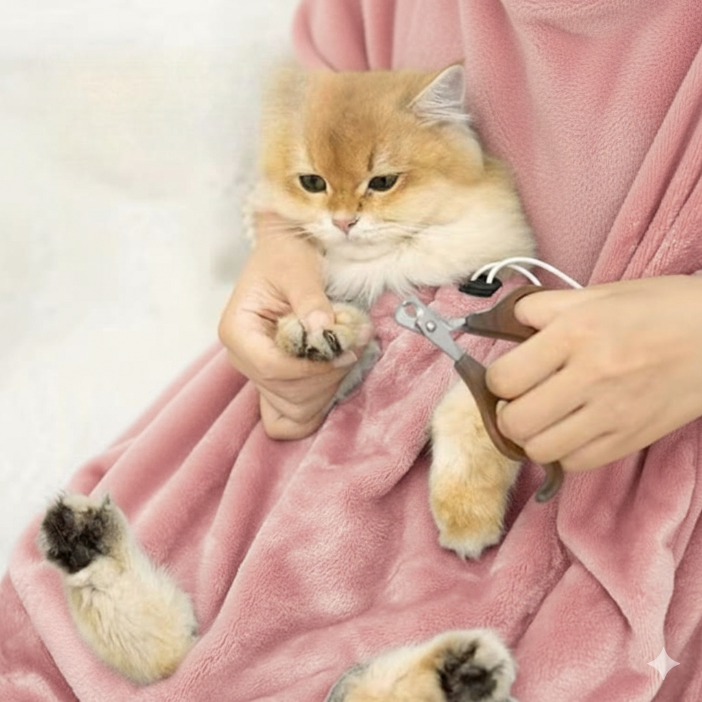 제이제이펫 고양이 캥거루 앞치마 발톱 위생 관리 담요, 1개, 분홍 21,900원