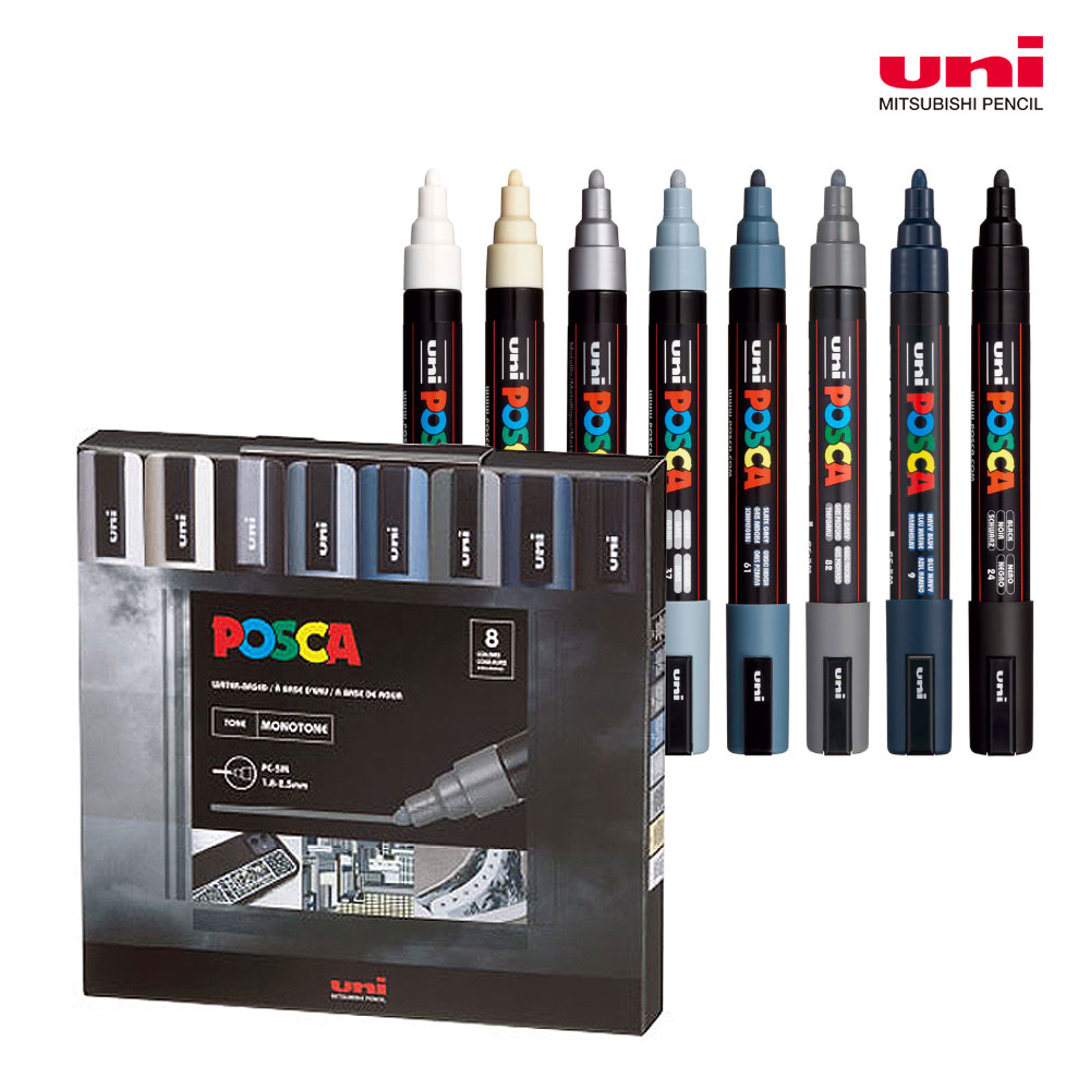 유니 포스카 마카 5M 테마별 8색세트 페인트 아크릴 형광 칼라 수성 보드마카, 5M8C COOL 24,000원