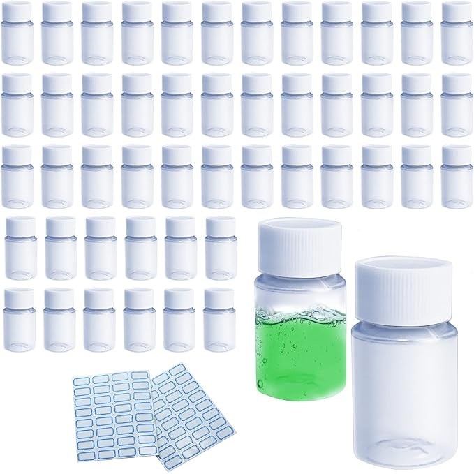 투명 공병 20ml 소분 화공약품 미니용기 시료 병 누수 방지 고품질 휴대용 플라스틱 병 20ml (스티커 증정품 2개 포함), 50개, 투명 25,270원