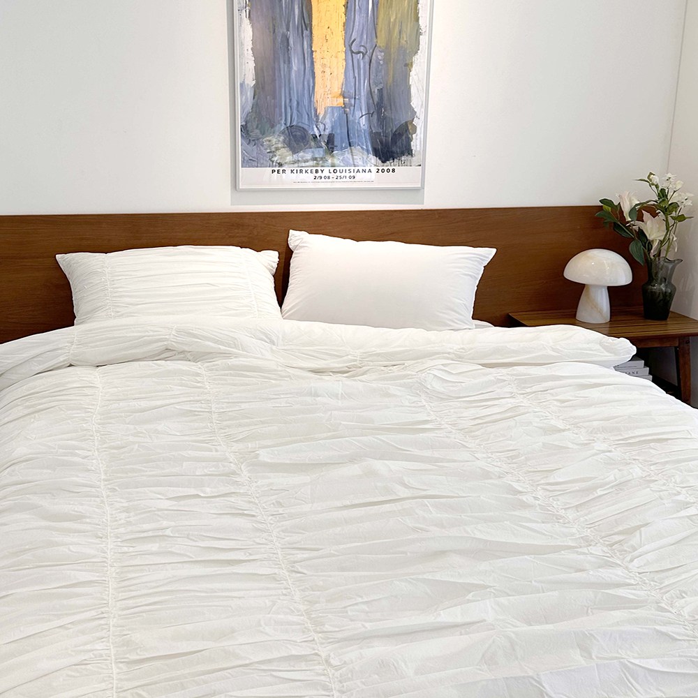 에이치제이홈 고밀도 80수 호텔 침구 셔링 주름 이불커버 세트 SS Q K 178,500원