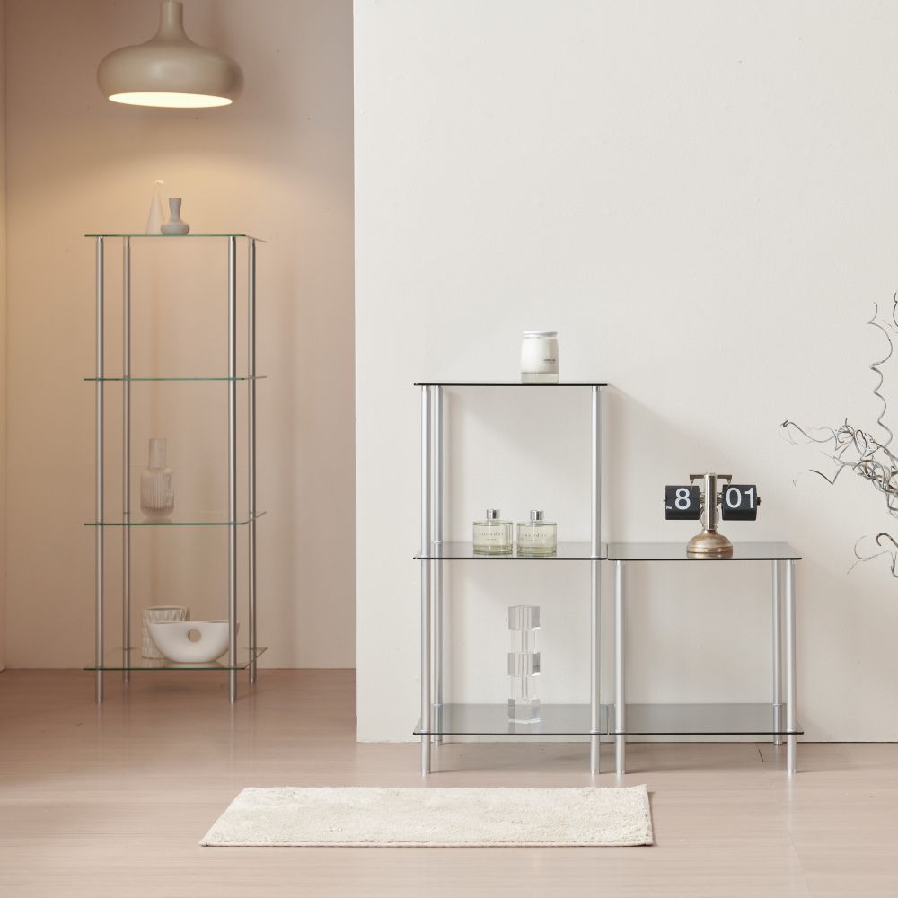 [무료배송] 거실 침실 인테리어 강화유리 모듈 선반 400 2단 3단 4단, 4단, 투명유리 99,900원