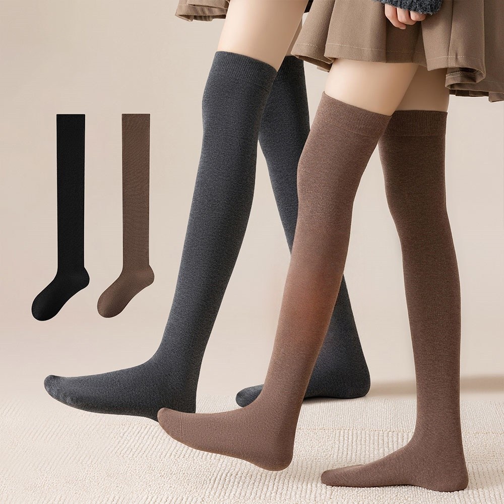 MJLP 여성 미끄럼 방지 겨울 니삭스 패션 슬림 롱 양말 압박 중목 양말 반장 양말 배색 장목 양말 운동 다리 보온대 필라테스 2족 세트 6,990원