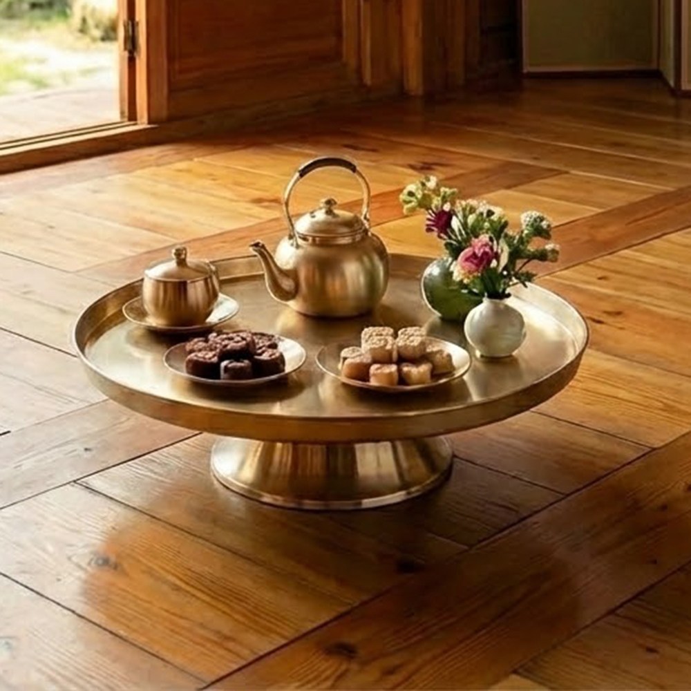 거창유기 미니 대형 놋상 1pc 돌차림상 다과상, 무광 434,000원