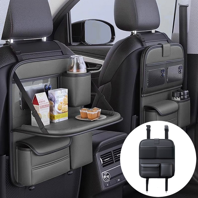 SEAMETAL 자동차 수납함 폴딩 뒷좌석 테이블 차량 뒷자석 수납 가죽 자동차수납포켓 차량용품, 블랙, 1개 24,900원