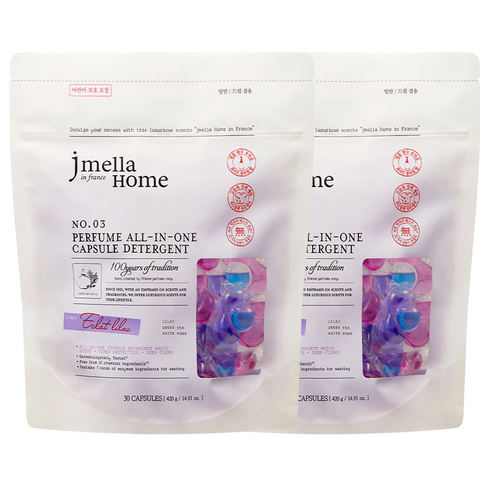 제이멜라 홈 인 프랑스 에끌라 라일락 퍼퓸 올인원 캡슐 세제, 2개, 30개입 18,000원