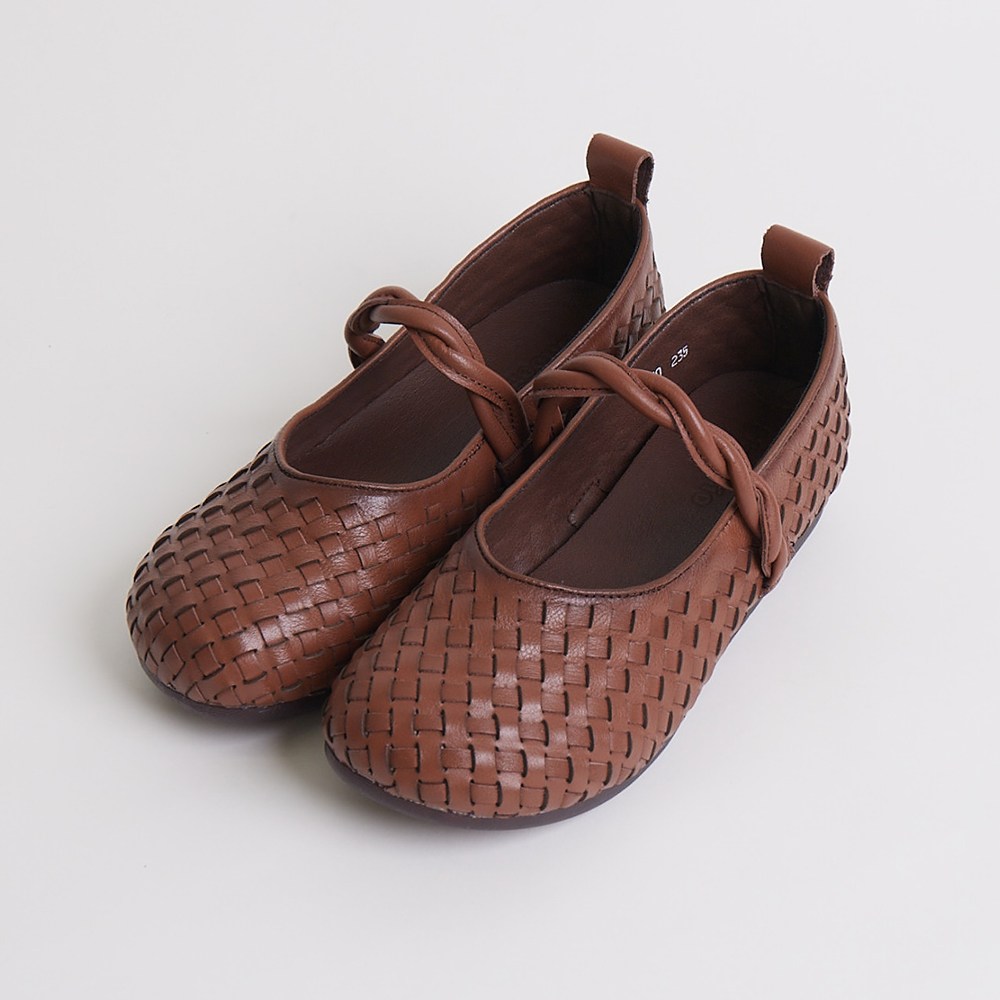 슈리오 여성 소가죽 격자 메리제인 플랫슈즈 4cm 54,000원