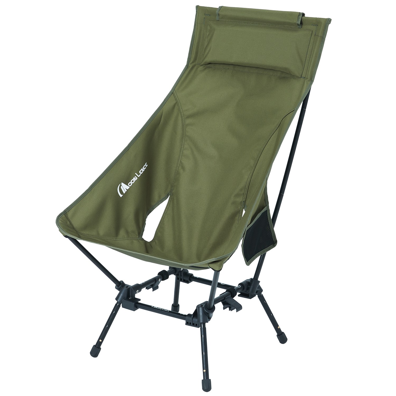 MOON LENCE 접이식 캠핑의자 하이백 사각 캠핑의자 4단 고도 조절 휴대용 접이식 의자 휴대용 의자 야외용 의자 편안한 리클라이너 베개 하중180kg, 1개, 그린 51,900원