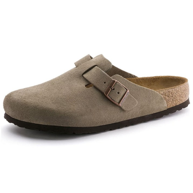 Mens Birkenstock, Boston Soft Fooed Clog - Regular Fit Taupe Suede 403,600원