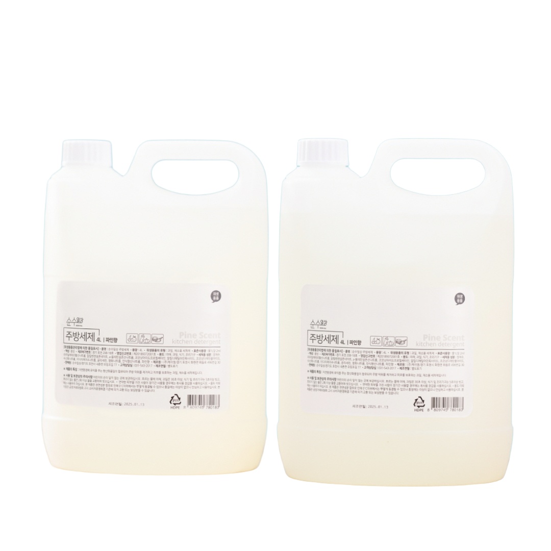 순수일상 주방세제 리필형 파인향 1종 과일세척 4L, 2개 20,990원