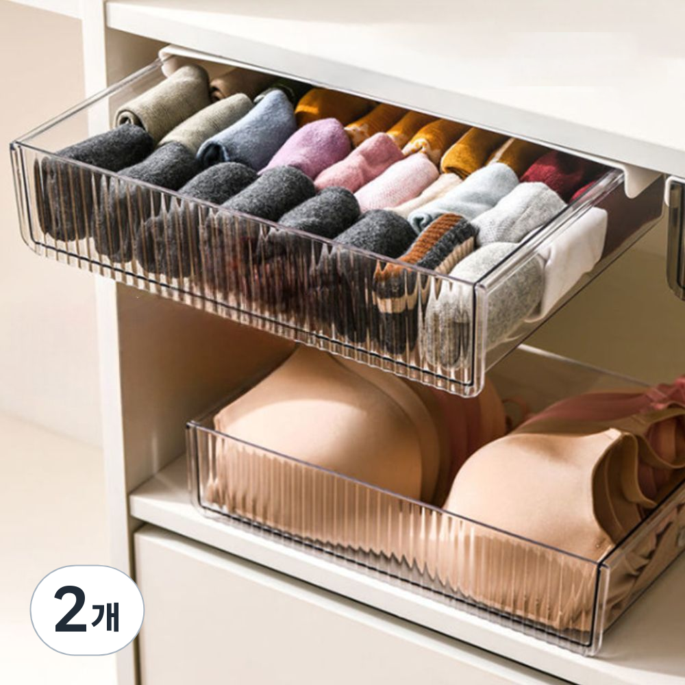 리빙웍스 부착식 히든 서랍 대형, 2개, 투명 20,500원