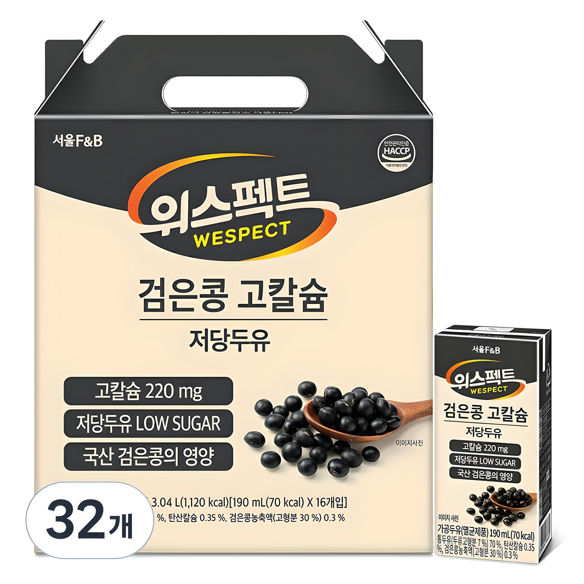 위스펙트 검은콩 고칼슘 저당두유, 190ml, 32개 19,400원