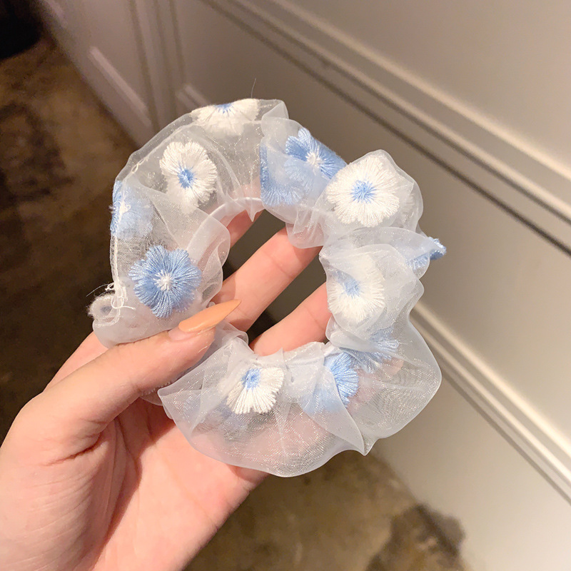 모스리나 2개세트 데이니 꽃자수  곱창 밴드 2종 플라워 스크런치 7,800원