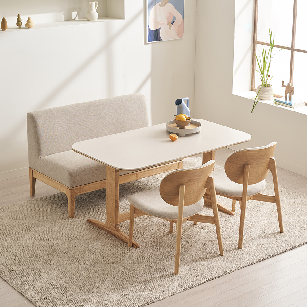 레이디가구 엘린 패밀리 원목 세라믹식탁 + 의자 2p + 2인 소파 세트 원목소파벤치의자형 방문설치 949,850원