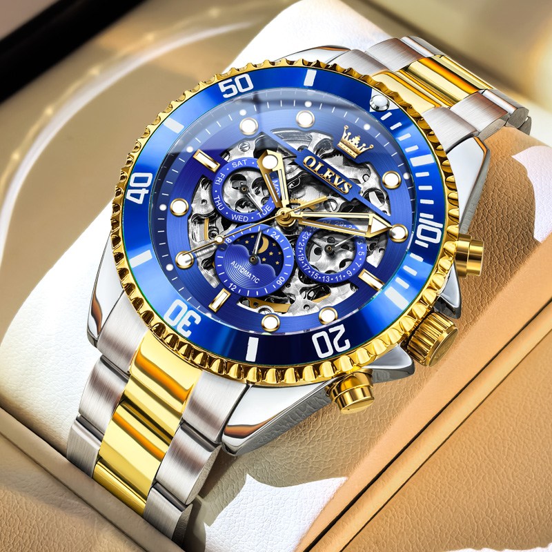 OLEVS 남자손목시계 정품 기계식 오토매틱 자동 럭셔리 명품 다기능 워터프루프 야광 141,300원