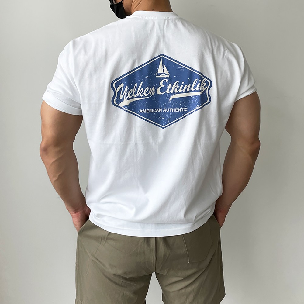 어깨넓어보이는 남자 머슬핏 반팔 프린팅 헬스 반팔티 짐웨어 25,900원