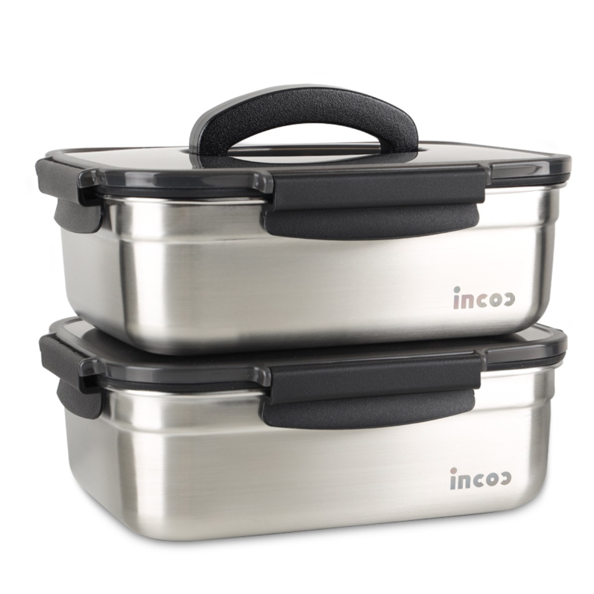 인콕 스텐콕 블랙 스텐밀폐용기 직사각 핸디 2호, 2개, 2.8L 39,300원