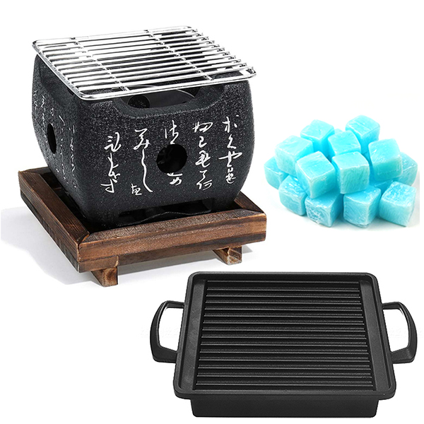 일본식 미니화로 중형 + 그릴팬 + 고체연료 25g x 20p 풀세트 46,900원