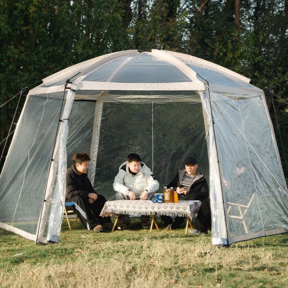 겨울투명돔텐트 야외 6각 카페 텐트 캠핑 투명버블텐트 450*450*250cm, 베이지, 10-15인 249,000원