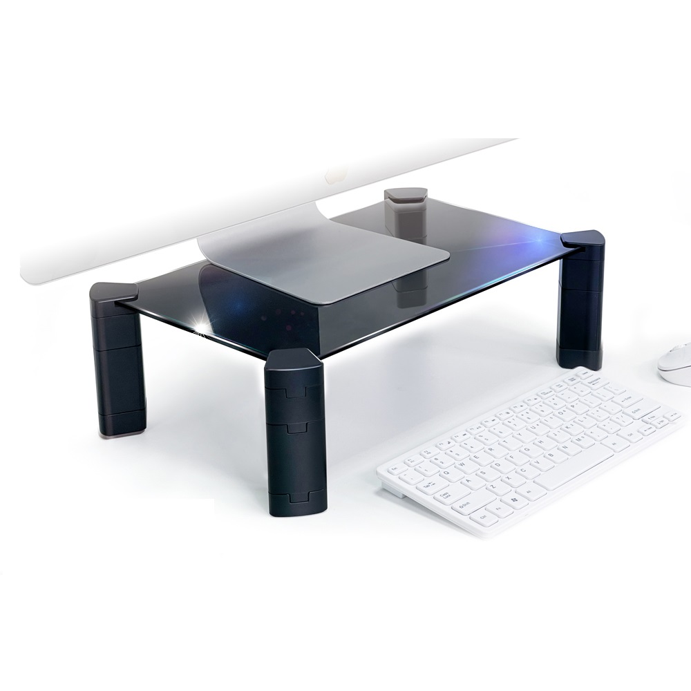 모니터 받침대 선반 스탠드 코너 멀티 우드 강화유리 높이조절 USB포트 24,900원