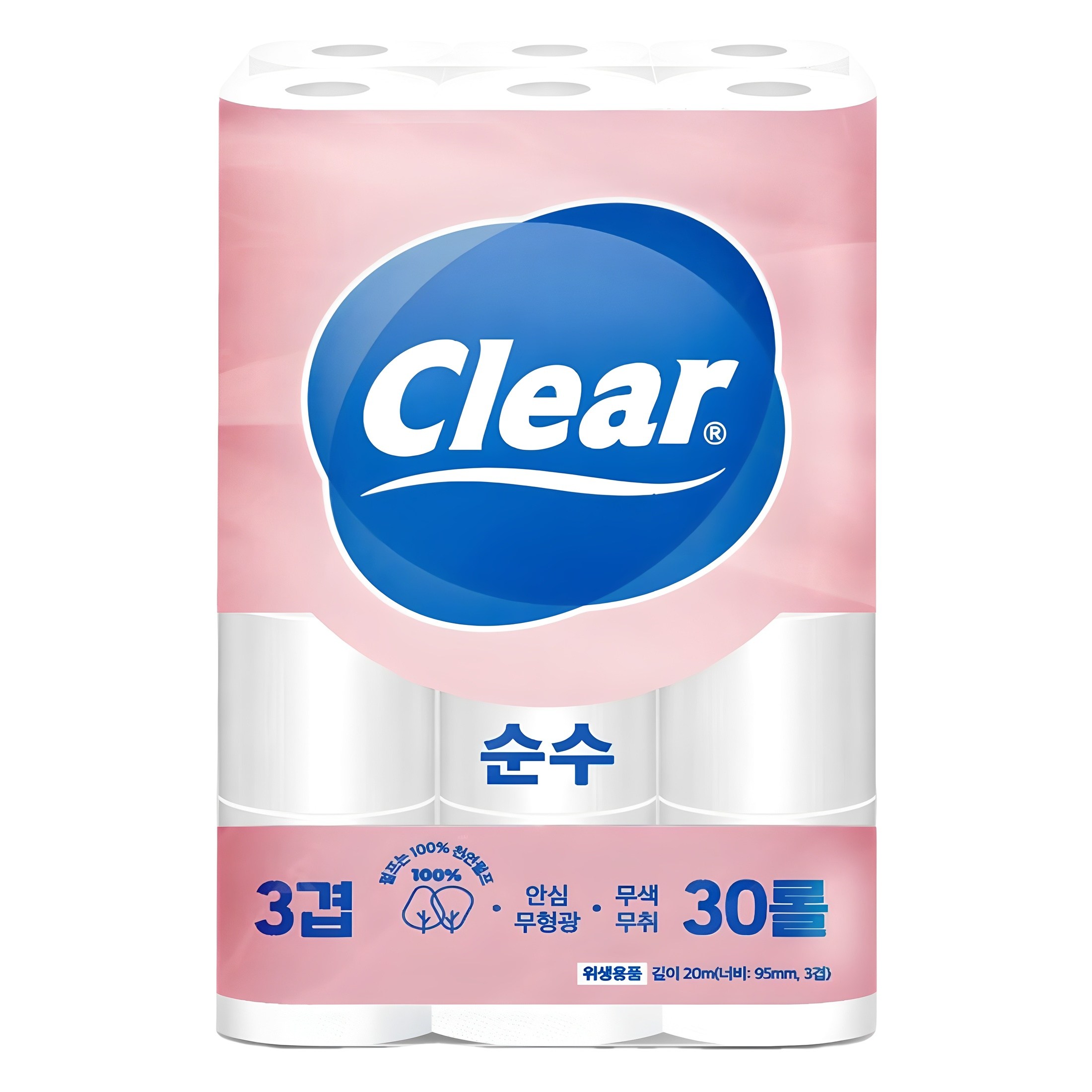 광진클리어 순수 천연펄프 3겹 고급롤화장지, 20m, 30개입, 1개 9,500원