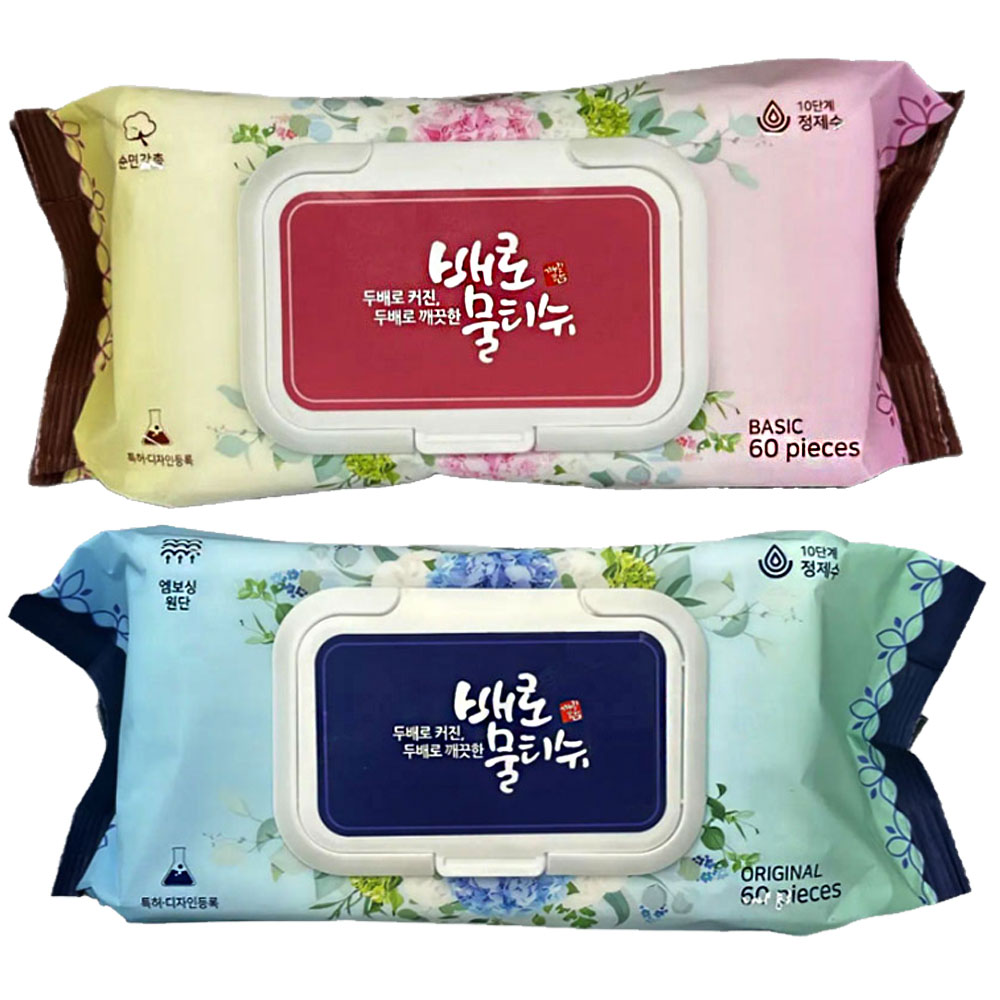 TORIMALL 베이직 오리지날 배로물티슈 캡형 엠보싱 플레인 60매 택1 1,890원
