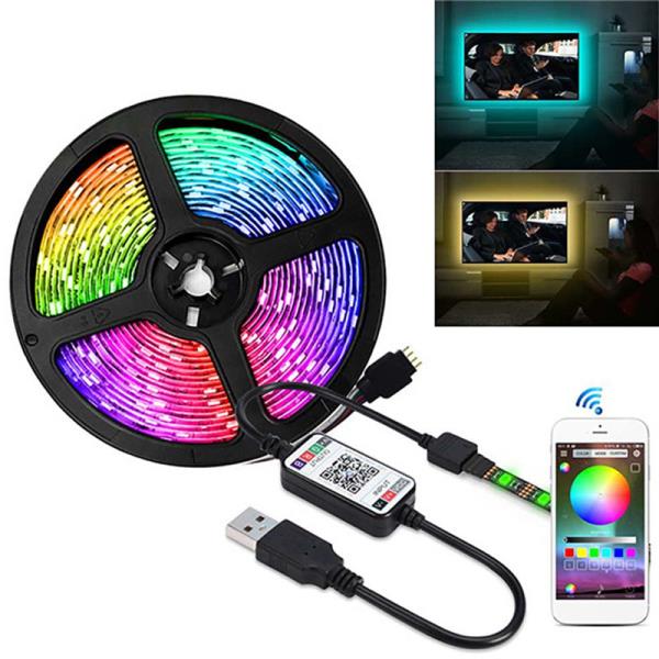 루나파몰F블루투스 USB RGB LED 스트립 조명 5050 컨트롤러, 유연한 다이오드 램프 테이프 TV 배경 5V, 1M, 30,400원