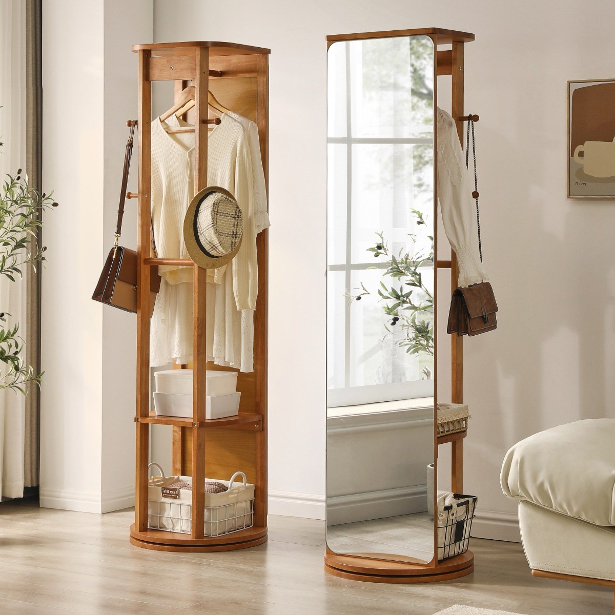 에코소라노  원목  회전 전신거울 행거  스탠드 옷걸이 회전거울 120,000원