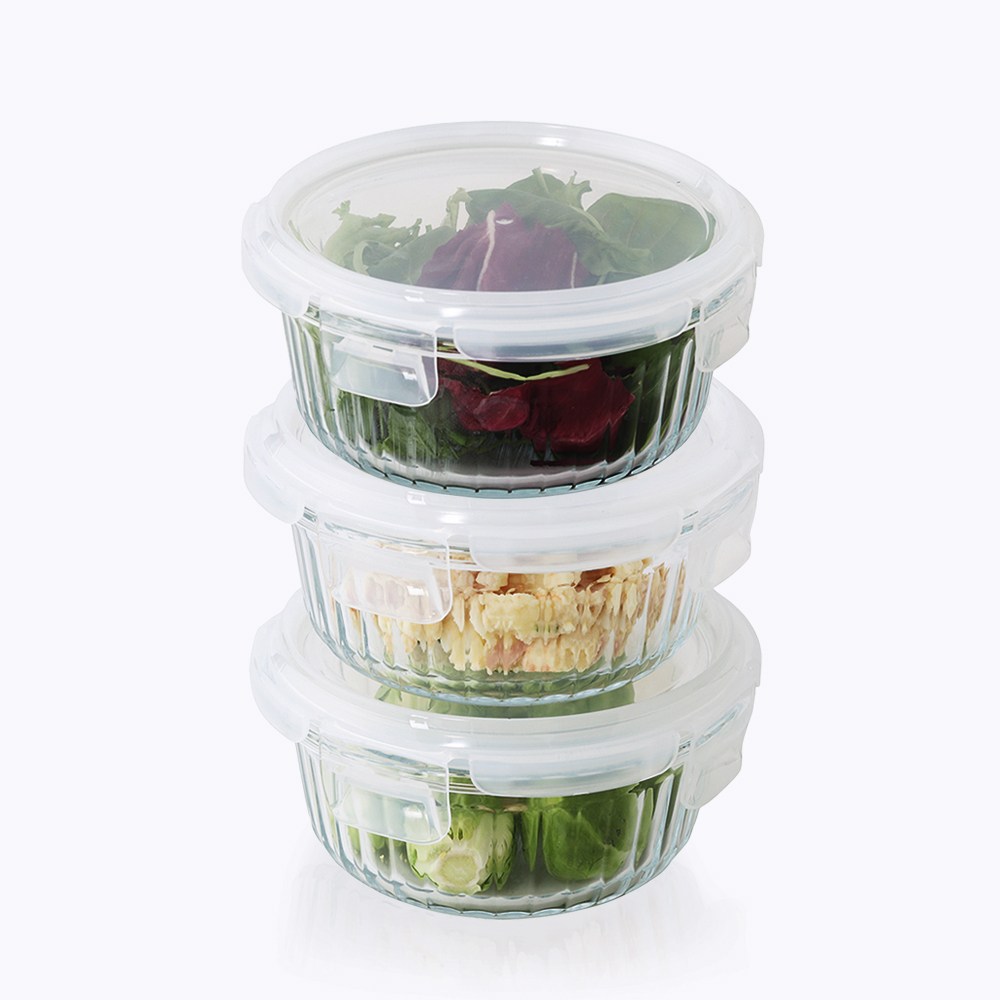 네오플램 스탠다드 내열유리 반찬통 밀폐용기 3p세트 원형400ml 10,900원