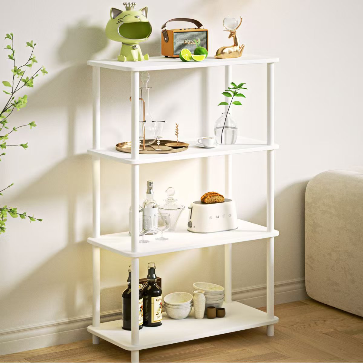 별빛 오월날 다용도 수납 선반 조립식 진열장, 4단, 화이트 21,900원