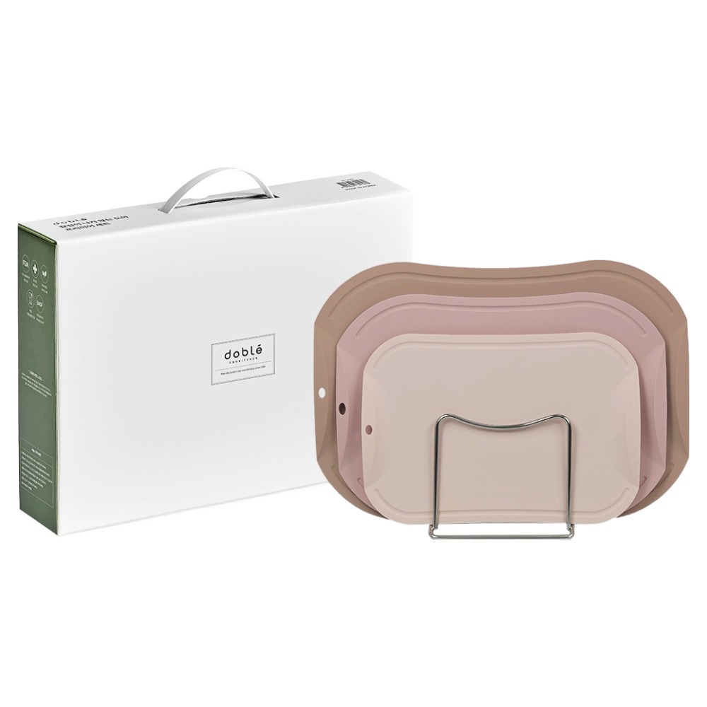 도블레 칼집 안나는 항균 도마 3종 + 스텐거치대 + 선물박스 세트, 1세트, 도마 페일핑크 소 + 미스티핑크 중 + 살몬 대 + 스텐거치대 + 선물박스 64,900원