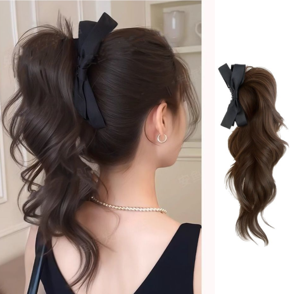 포니테일 가발 집게핀 헤어피스 롱웨이브 뒷머리 부분 가발 묶음머리 업스타일 5,900원