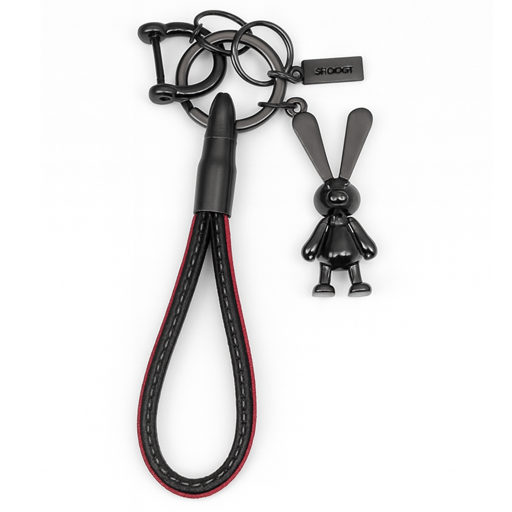 다은랜드 정품 고급가죽 메탈 토끼키링 래빗 자동차 키링, 홍흑, 1개 12,800원