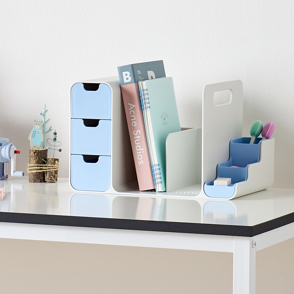 책상 위 수납 미니 책꽂이, 블루 20,000원