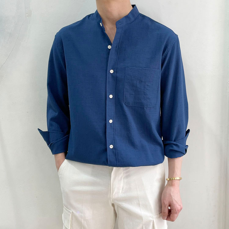 라운지21 남자 베이직 원포켓 여름 린넨 차이나 셔츠 31,900원