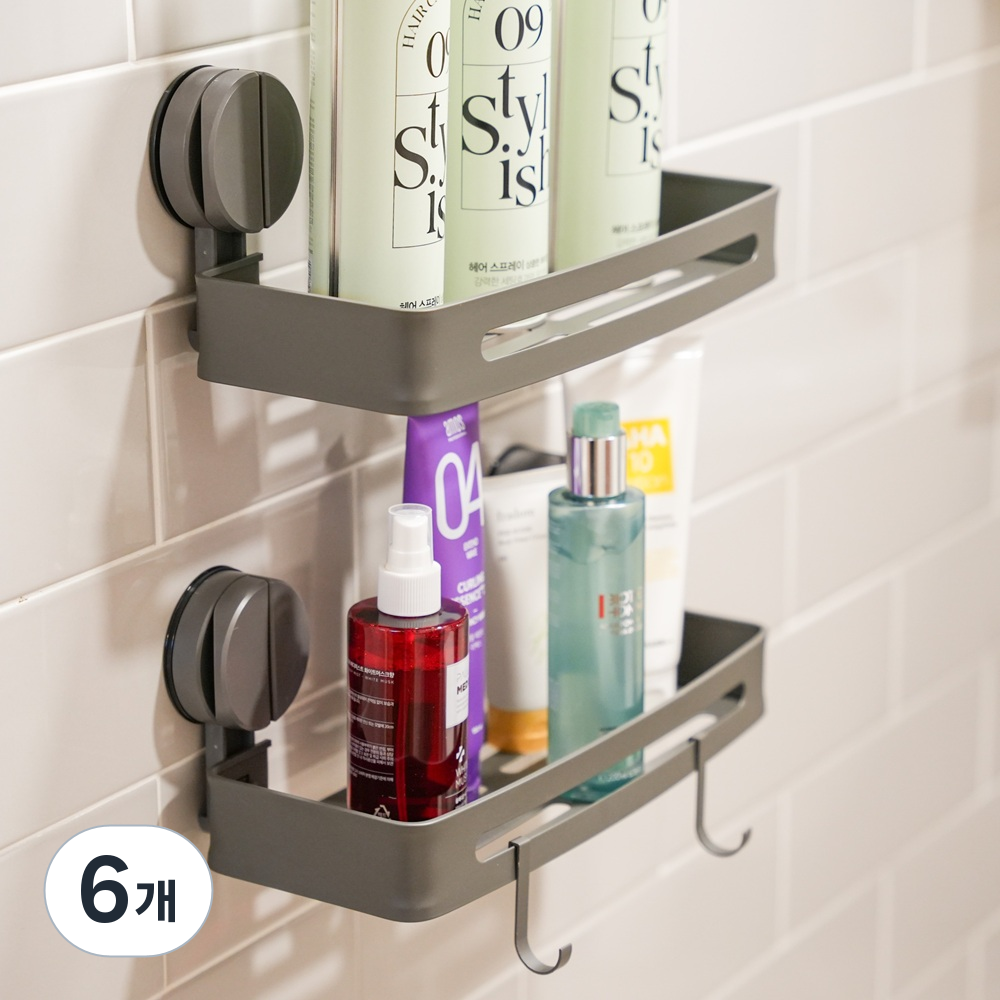감성작가 무타공 코너선반 욕실수납선반 욕실선반 정리대 일자선반 수납 화장실선반, 블랙, 6개 58,000원