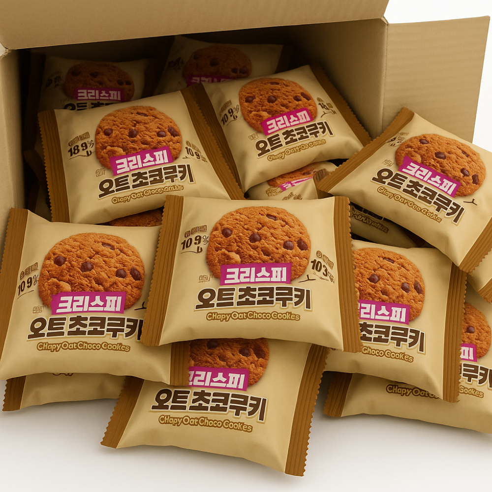 크리스피 오트 초코쿠키 대용량 비스킷 개별포장 업소용 사무실 회사 간식 디저트 쿠키, 80개, 8.7g 13,500원
