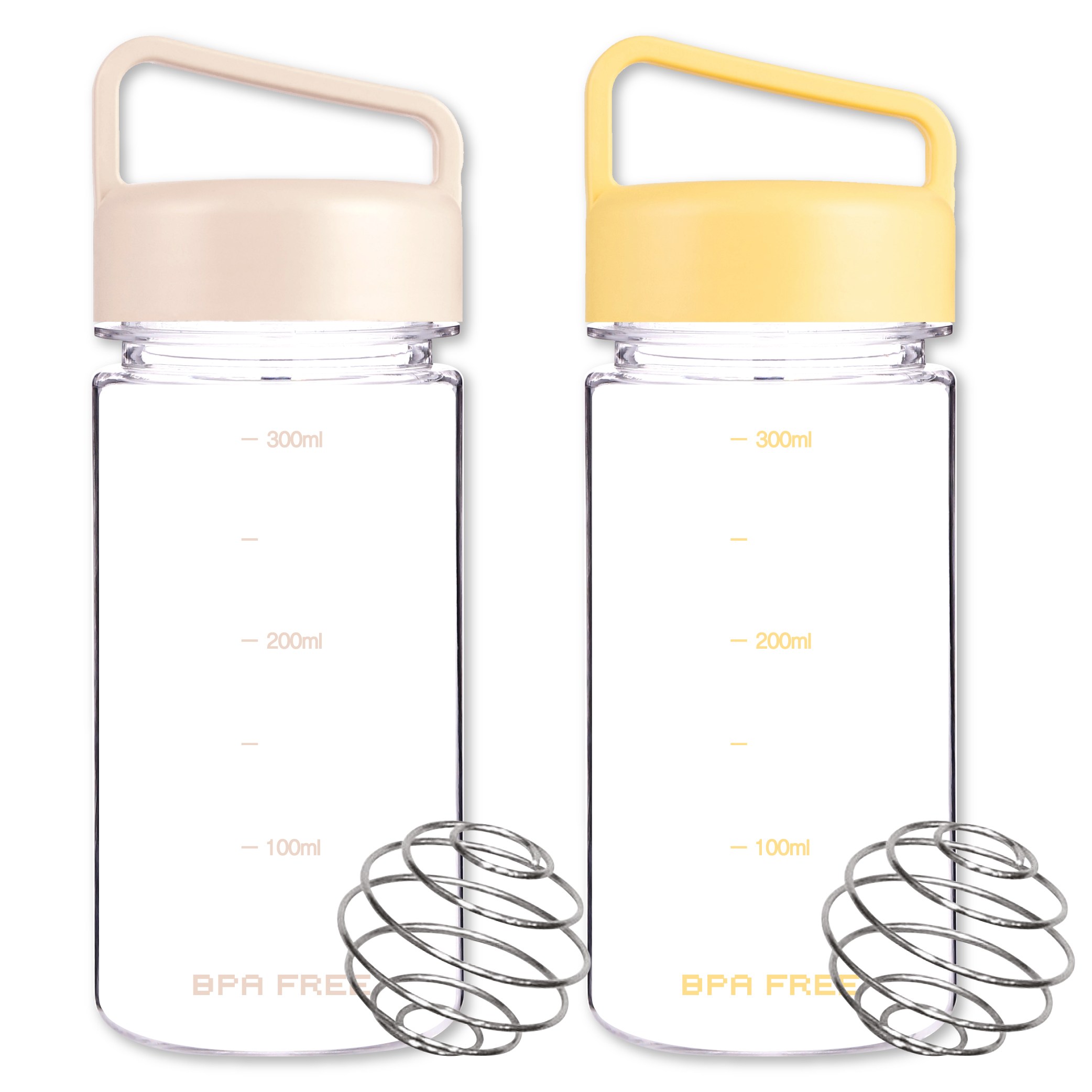 위드 눈금 쉐이커보틀 핸디 손잡이 트라이탄 물병 2P, 1세트, 350ml, 아이보리,옐로 8,950원