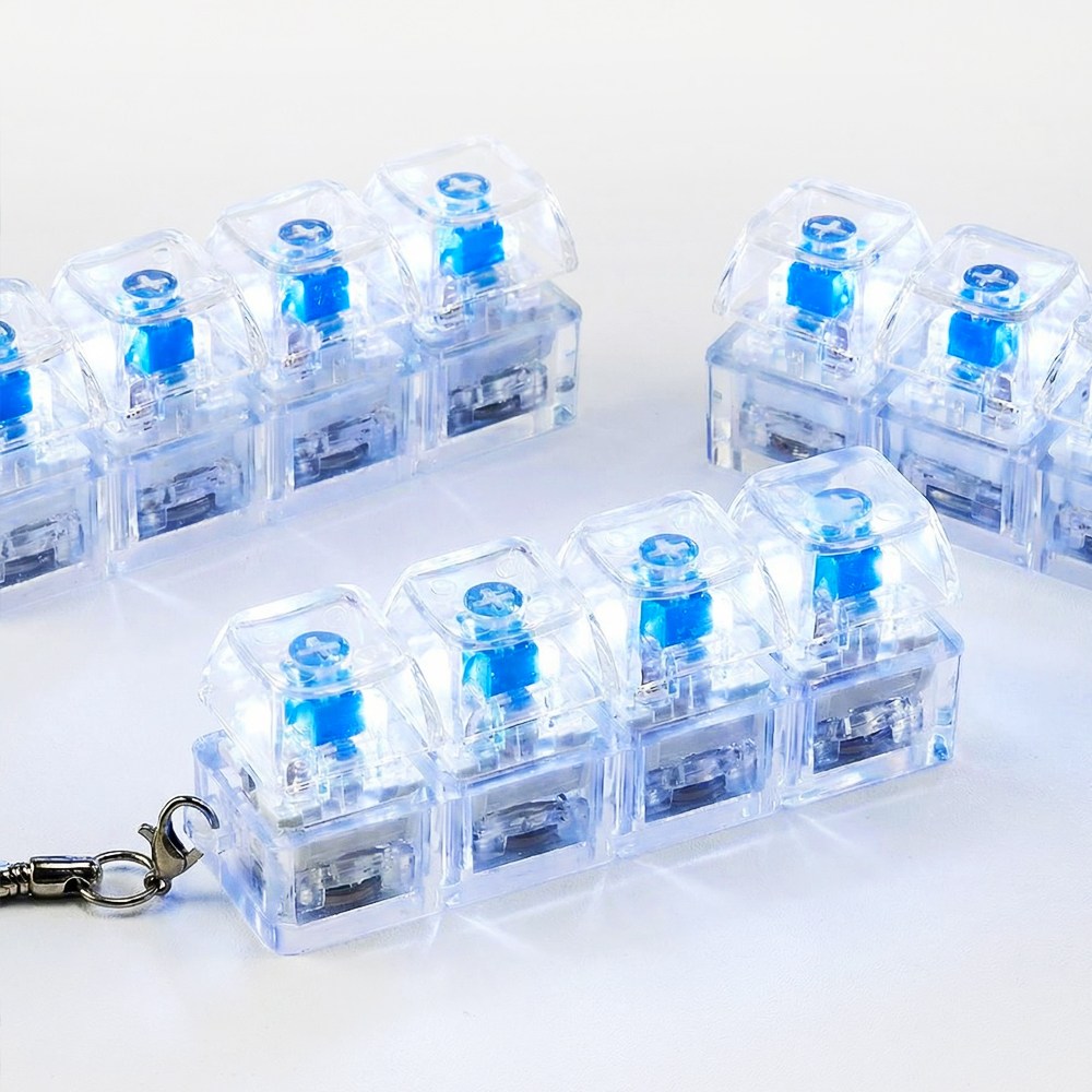 이지유 LED 투명 키캡 키링 4구 딸깍이 피젯 기계식 청축 키보드 열쇠고리 틱톡유행, 1개, 단일 7,700원