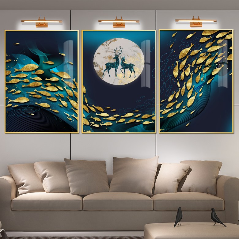 보고아트 풍수 인테리어 보름달 사슴 물고기떼 그림 거실 현관 액자, 보름달 사슴 물고기떼 A+B+C_3개 세트 236,700원