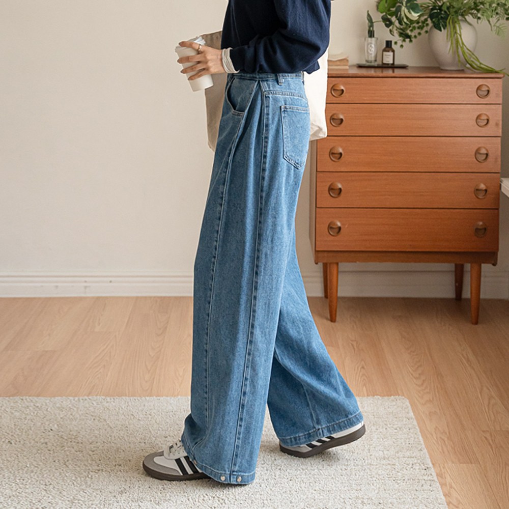 앤더데이 여성용 리오셀 사이드폴딩핀턱 투웨이와이드데님(숏/기본/롱) 26,900원