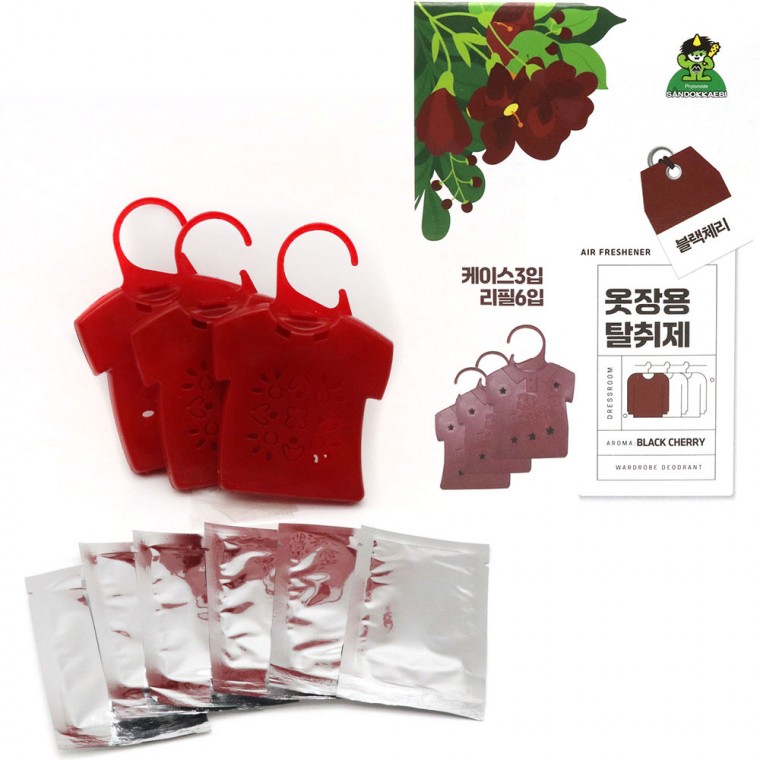 산도깨비 옷걸이형 옷장탈취제 블랙체리 3개입+리필6매입 섬유탈취제 6,870원