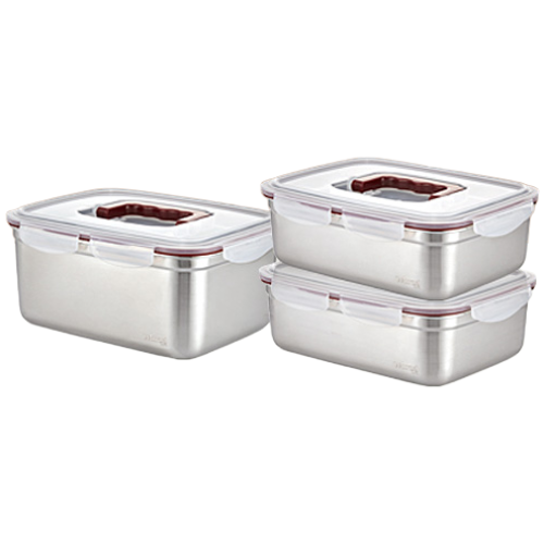 [수Lock] 수락 원핸들 직사각 2호+3호 스테인리스 밀폐용기 김치통 2.8L+2.8L+7L (세트), 1개 69,900원