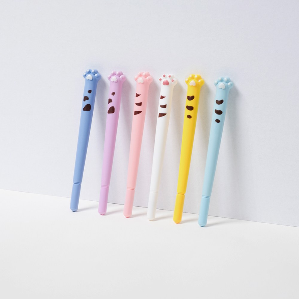 star starred 귀여운 고양이 발바닥 젤펜 0.5mm, 1세트, 6컬러 12개입 11,000원