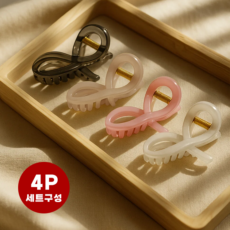 데일로엔 여성 빈티지 반묶음 올림머리 헤어 집게핀 4P 세트 4,000원