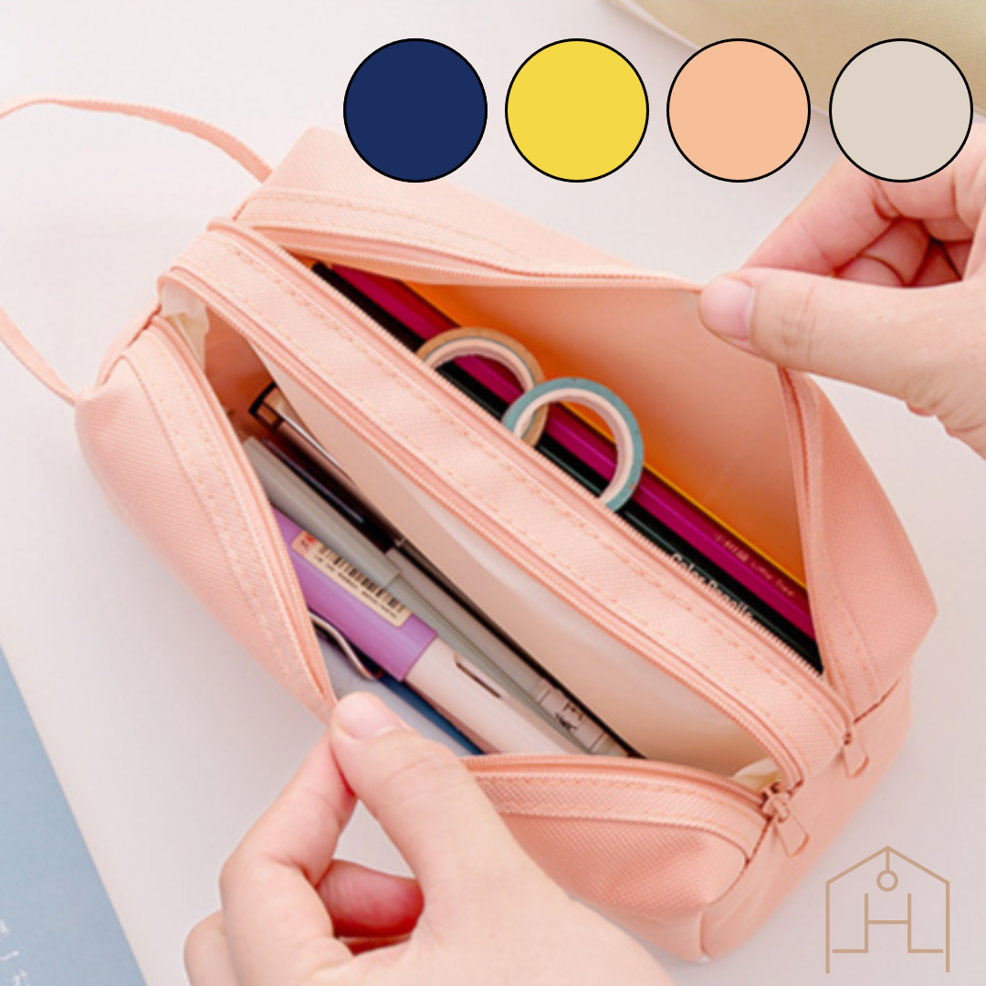 현재하우스 대용량 손잡이 캔버스 천 필통, 1개, 피치 9,180원