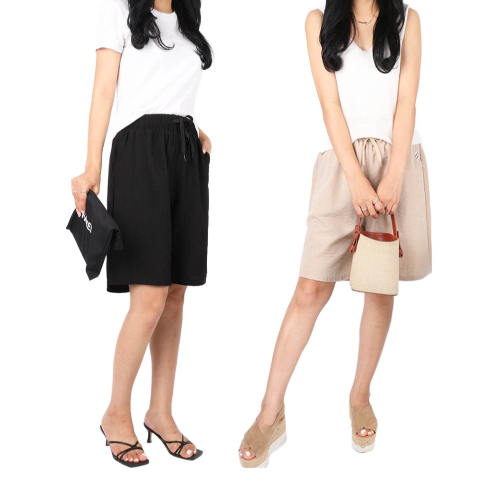 [1+1]여름_B여성쿨인견5부반바지 여자 쿨링 허리밴딩 와이드 스판 통기성 데일리 경량 빅사이즈 단체 22,800원