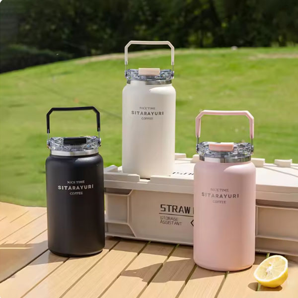 포커스 모닝 보틀 1200ml 1500ml 스테인리스 대용량 텀블러 휴대용 보온보냉 컵 커피 빨대포함, 모닝모틀 1500ML-화이트, 1개, 1.5L, 현재가 19,800원