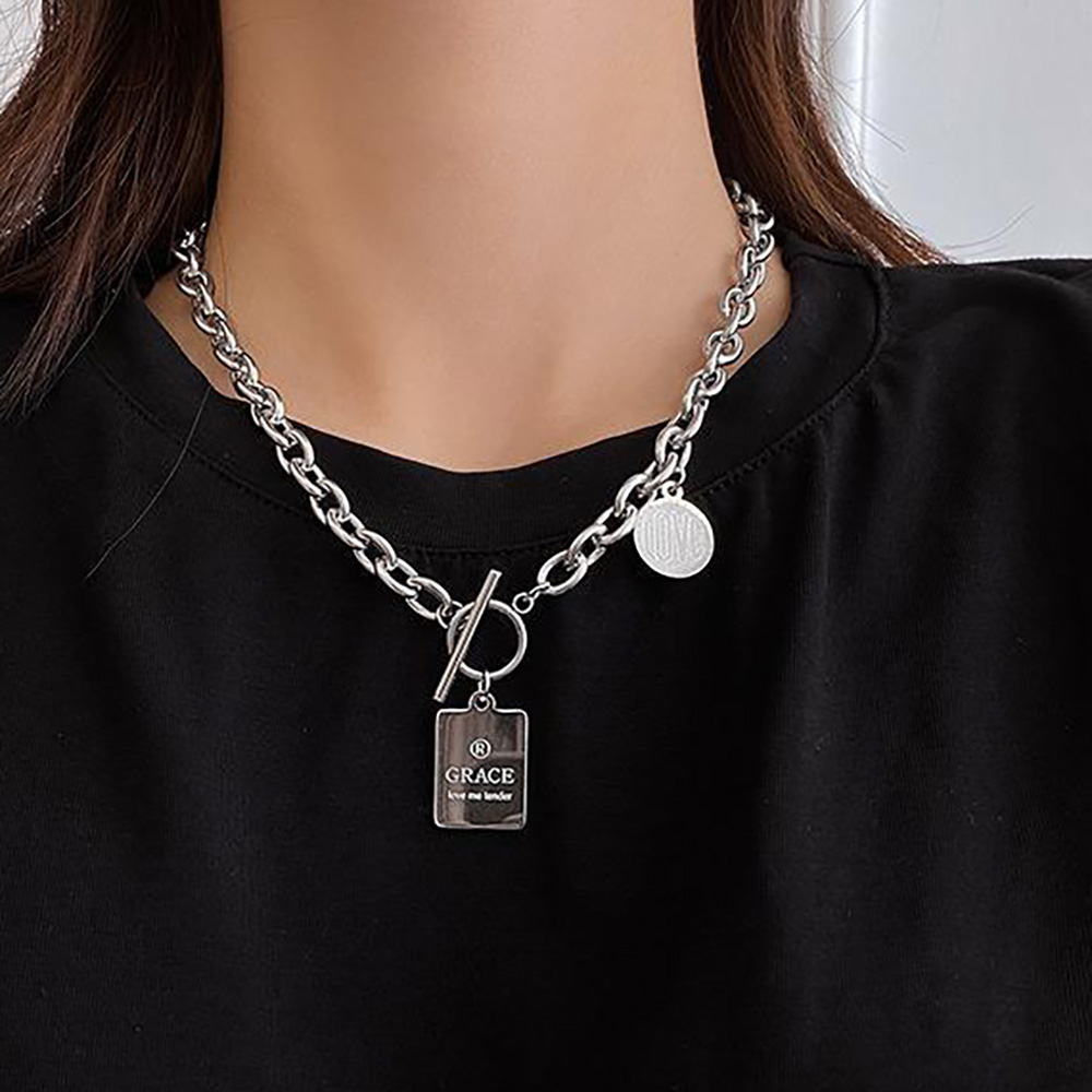 ZNT067ft 그레이스 사각 러브 원형 장식 볼드 체인 토글바 목걸이 써지컬스틸 14,900원