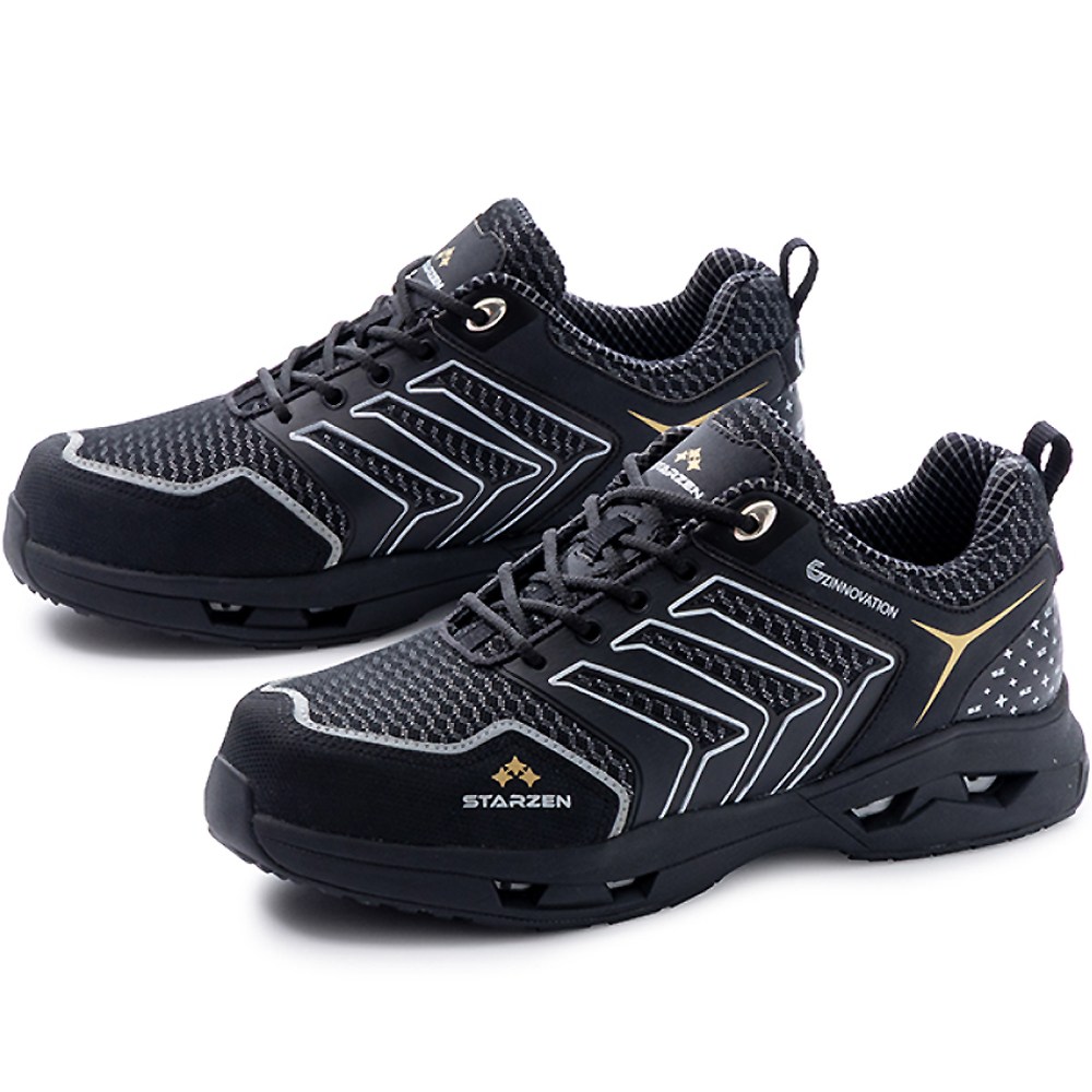 스타젠 안전화 끈 다이얼 논슬립1등급 경작업용 블랙 플라스틱 토우캡 에어패스 아치 인솔 통기성 공기순환 구조 가볍고 편안한 쿠션감 61,600원